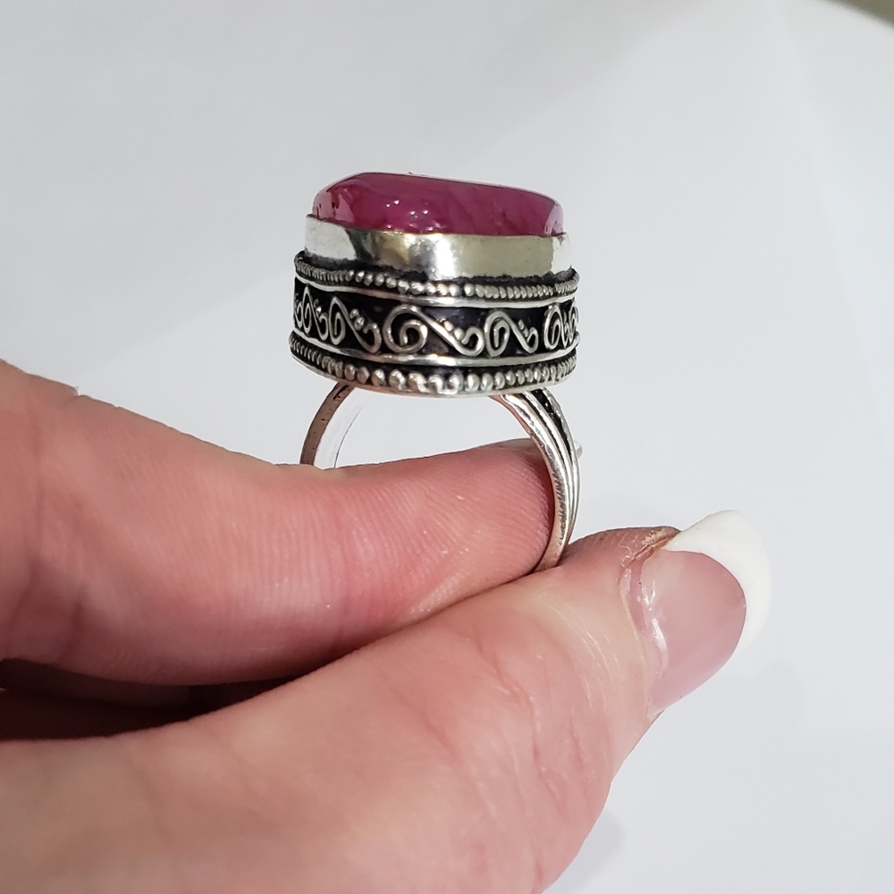 Handmade Pink Rhodonite 925 silver  ring. New never worn. - Picture 6 of 16